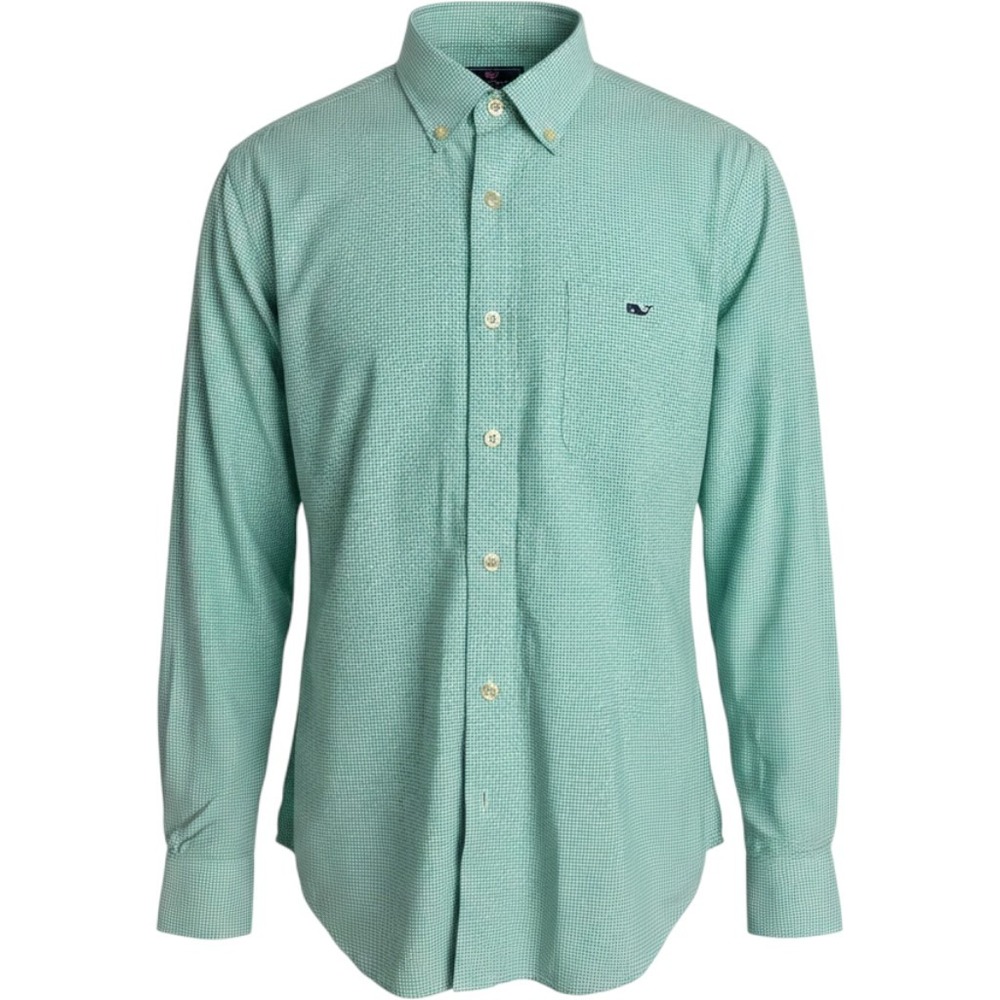 Vineyard Vines Performance Tucker Shirt Mens XS Green Gingham Check Excellent‎